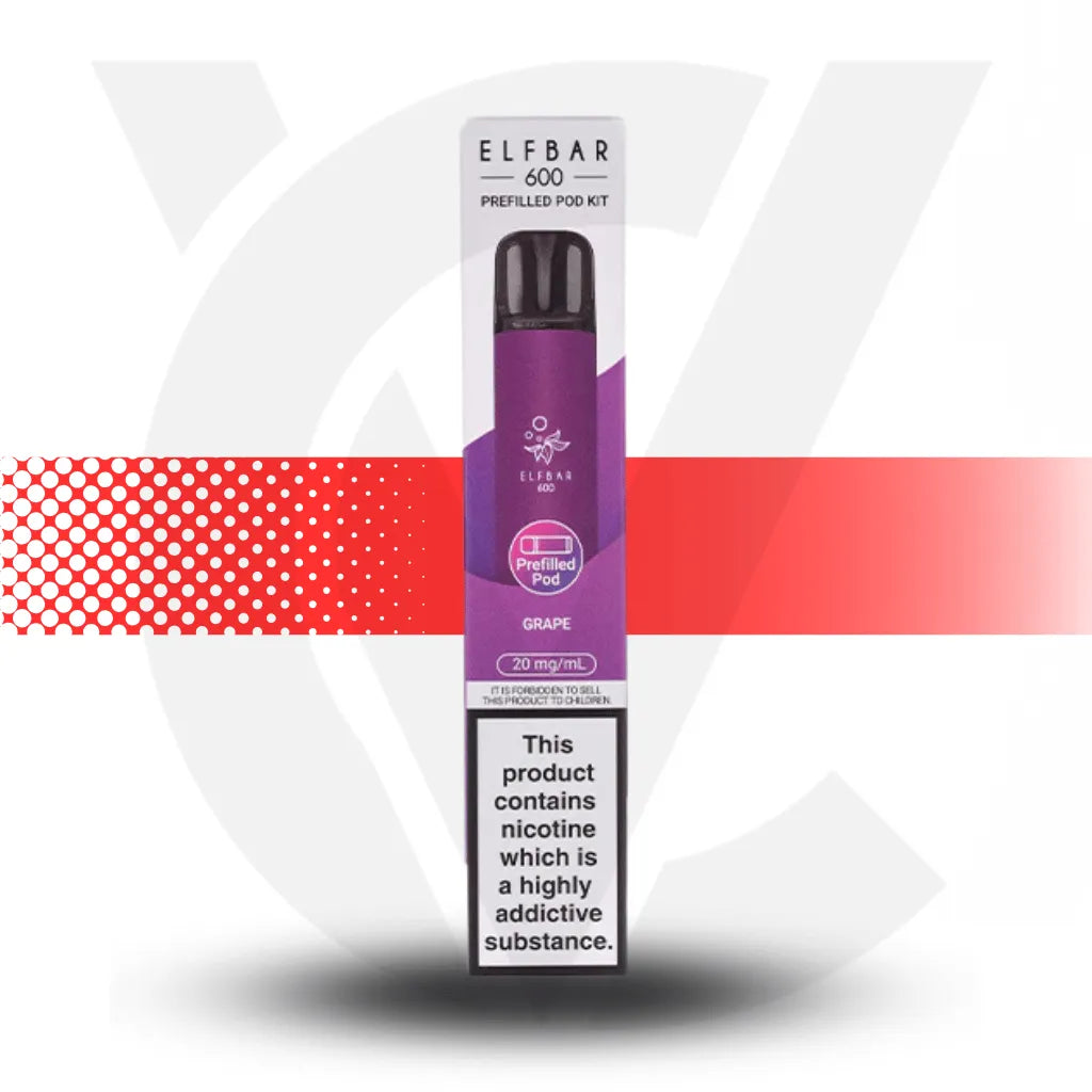 Elf Bar 600 Prefilled Pod Kit - Grape | Cloud Vapez UK