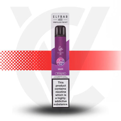 Elf Bar 600 Prefilled Pod Kit - Grape | Cloud Vapez UK