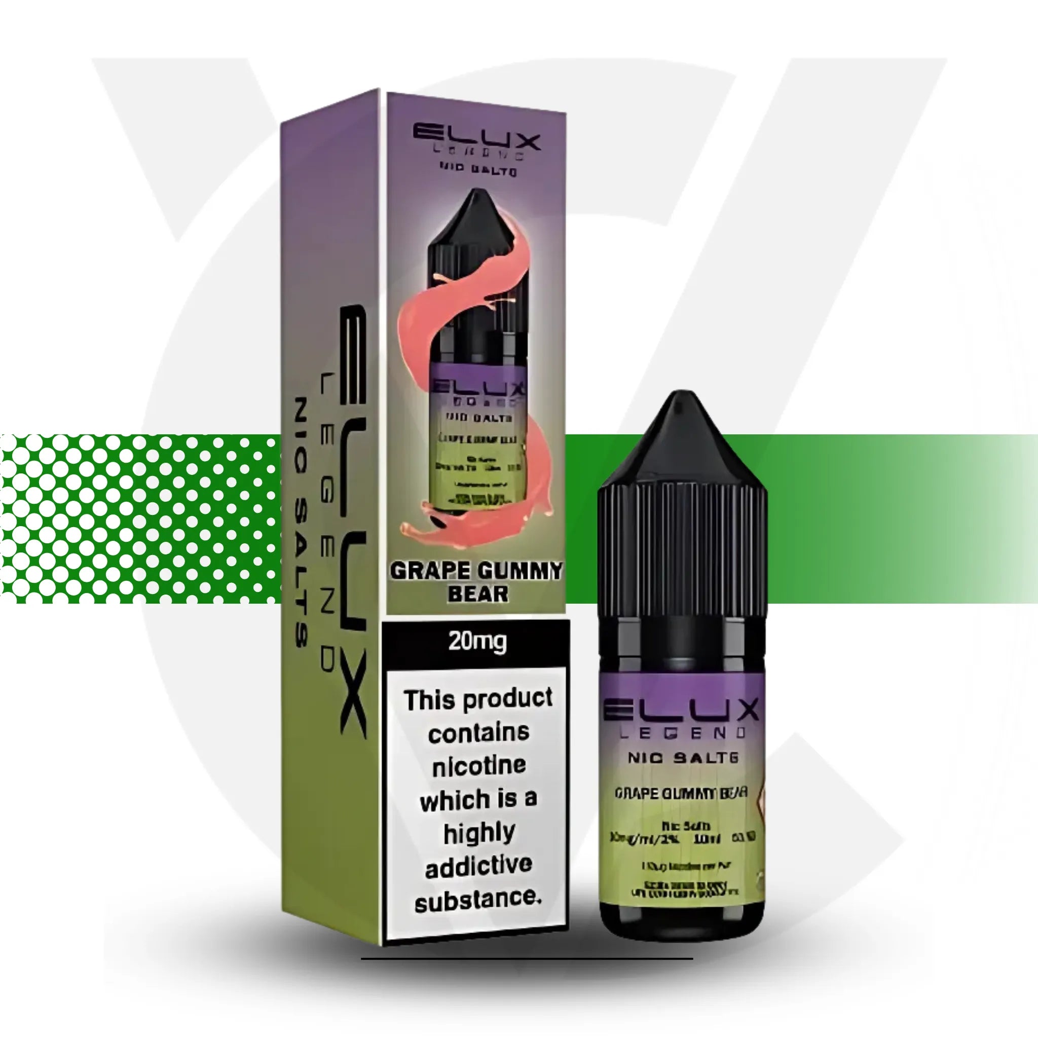 Elux Legend Nic Salt E-Liquid 10ml 10MG - Grape Gummy Bear - Cloud Vapez UK
