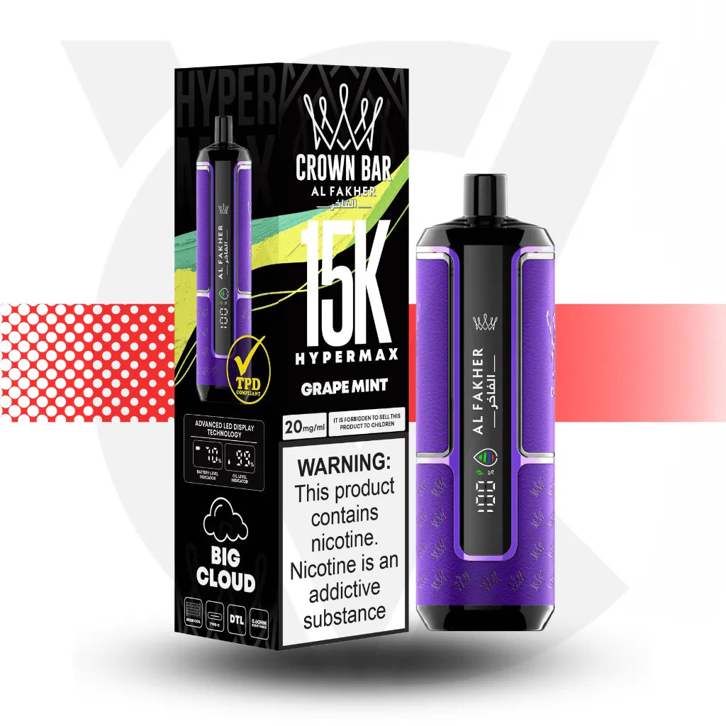 Al Fakher Crown Bar 15k Disposable Vape - Grape Mint l Cloud Vapez UK