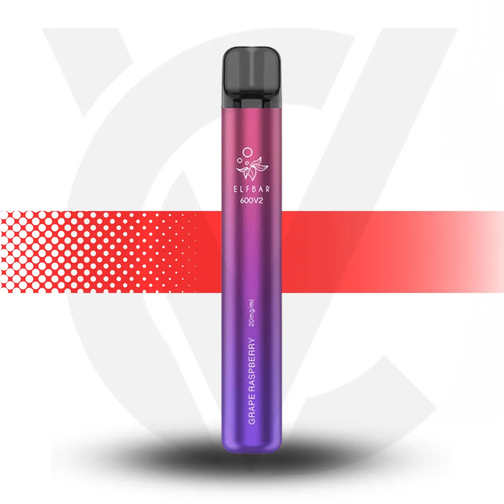 Elf Bar V2 600 Disposable Vape - Grape Raspberry l Cloud Vapez UK