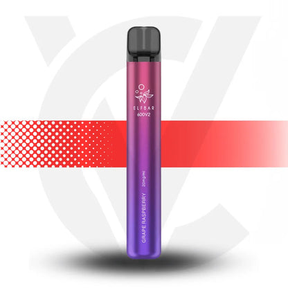 Elf Bar V2 600 Disposable Vape - Grape Raspberry l Cloud Vapez UK