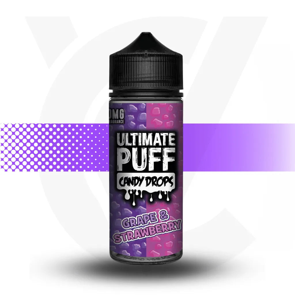 Ultimate Puff 100ml Short Fill - Grape &amp; Strawberry Candy Drops l Cloud Vapez UK