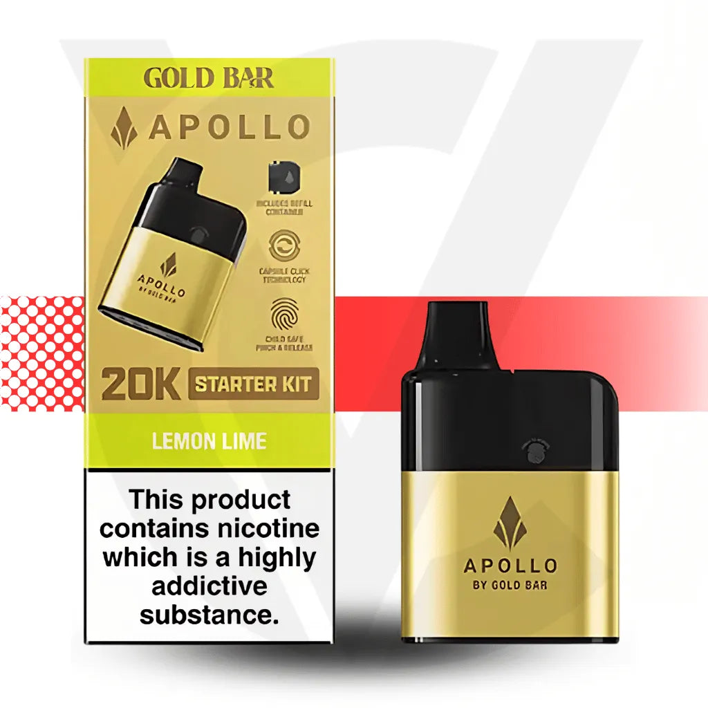 Apollo 20K Disposable Vape By Gold Bar - Lemon Lime l Cloud Vapez UK