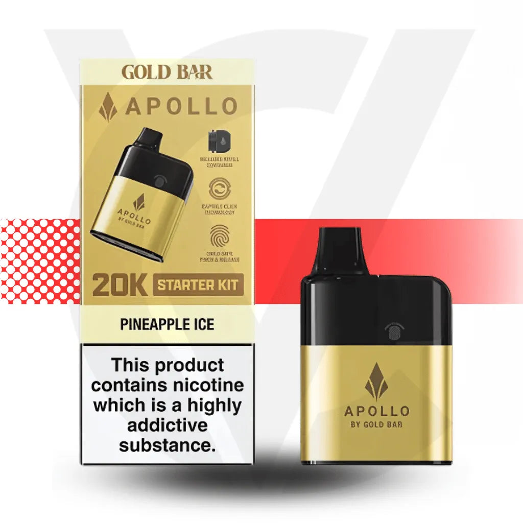 Apollo 20K Disposable Vape By Gold Bar - Pineapple Ice l Cloud Vapez UK