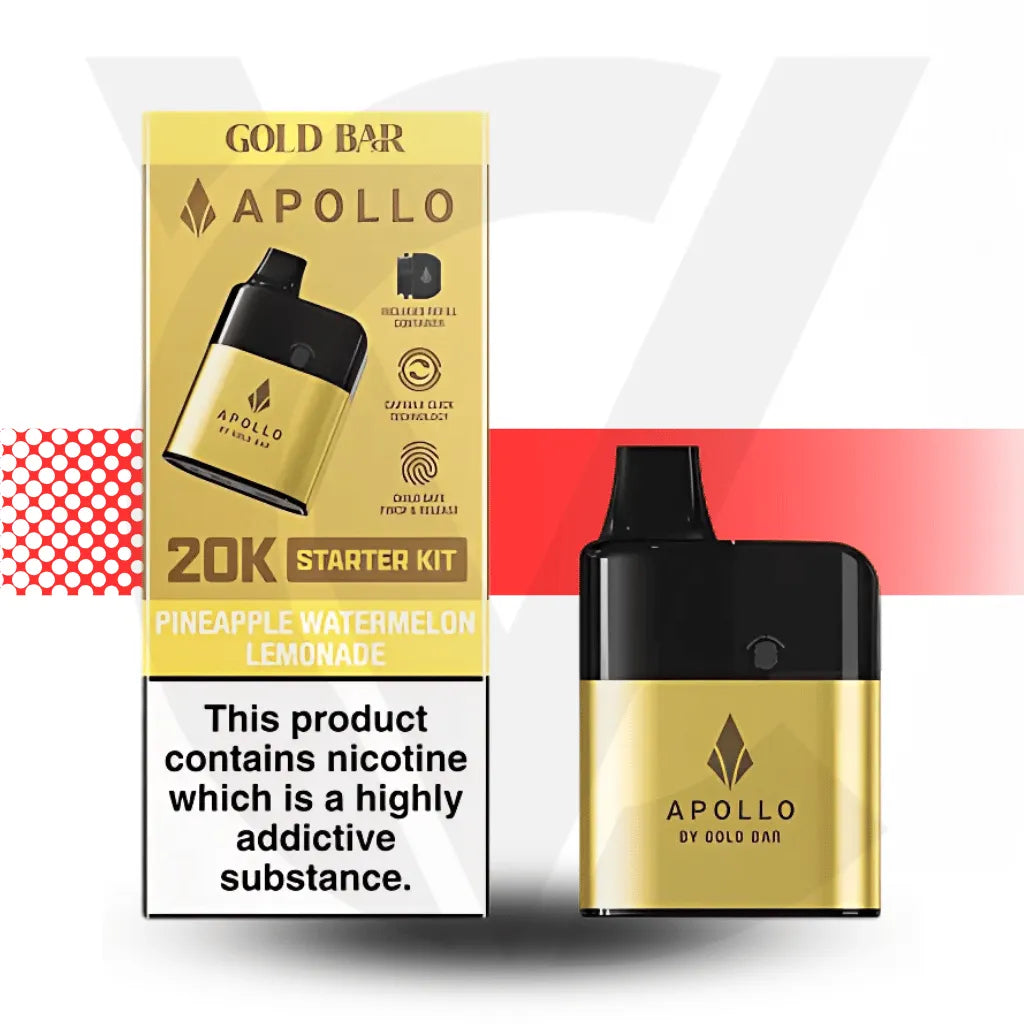 Apollo 20K Disposable Vape By Gold Bar - Pineapple Watermelon Lemonade l Cloud Vapez UK