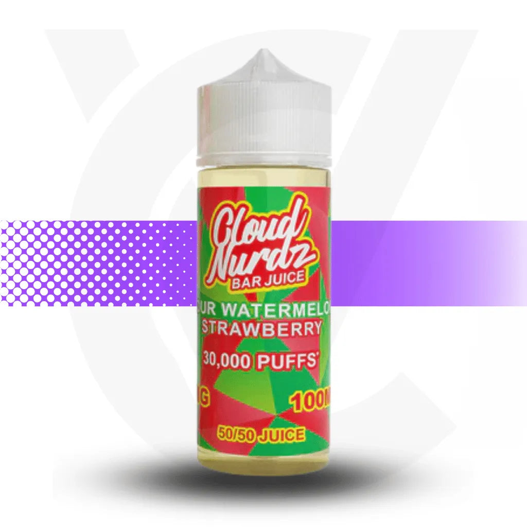 Cloud Nurdz Bar Juice 100ml Vape Juice - Sour Watermelon Strawberry | Cloud Vapez UK