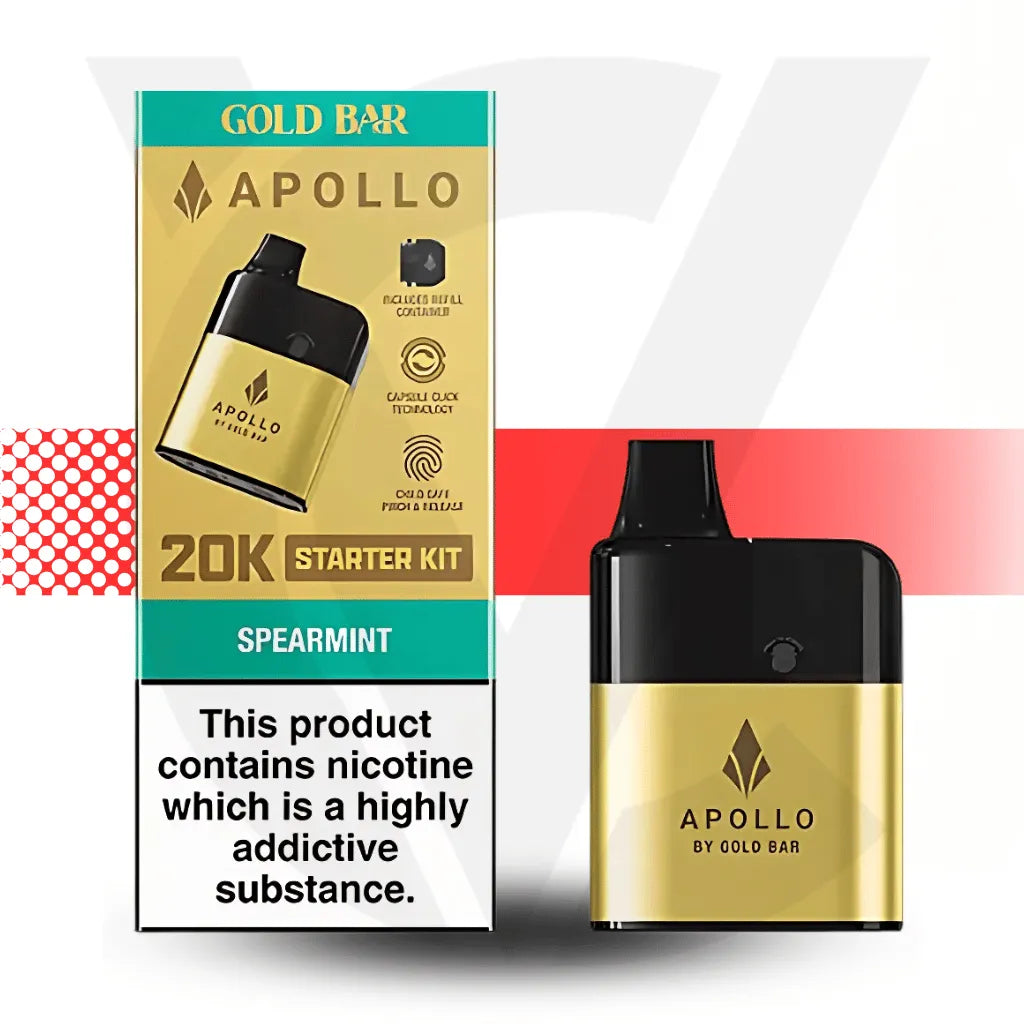 Apollo 20K Disposable Vape By Gold Bar - Spearmint l Cloud Vapez UK