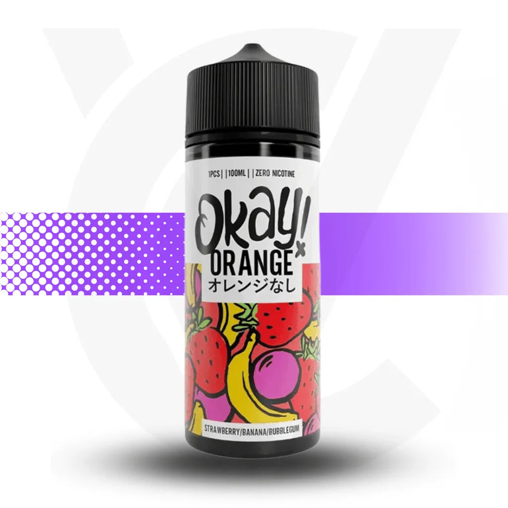 Okay! Orange 100ml E-Liquid - Strawberry Banana Bubblegum | Cloud Vapez UK
