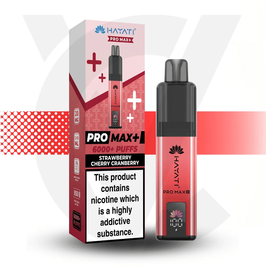 Hayati Pro Max + 6000 Disposable Vape - Strawberry Cherry Cranberry | Cloud Vapez UK