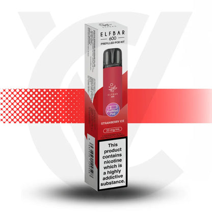 Elf Bar 600 Prefilled Pod Kit - Strawberry Ice | Cloud Vapez UK