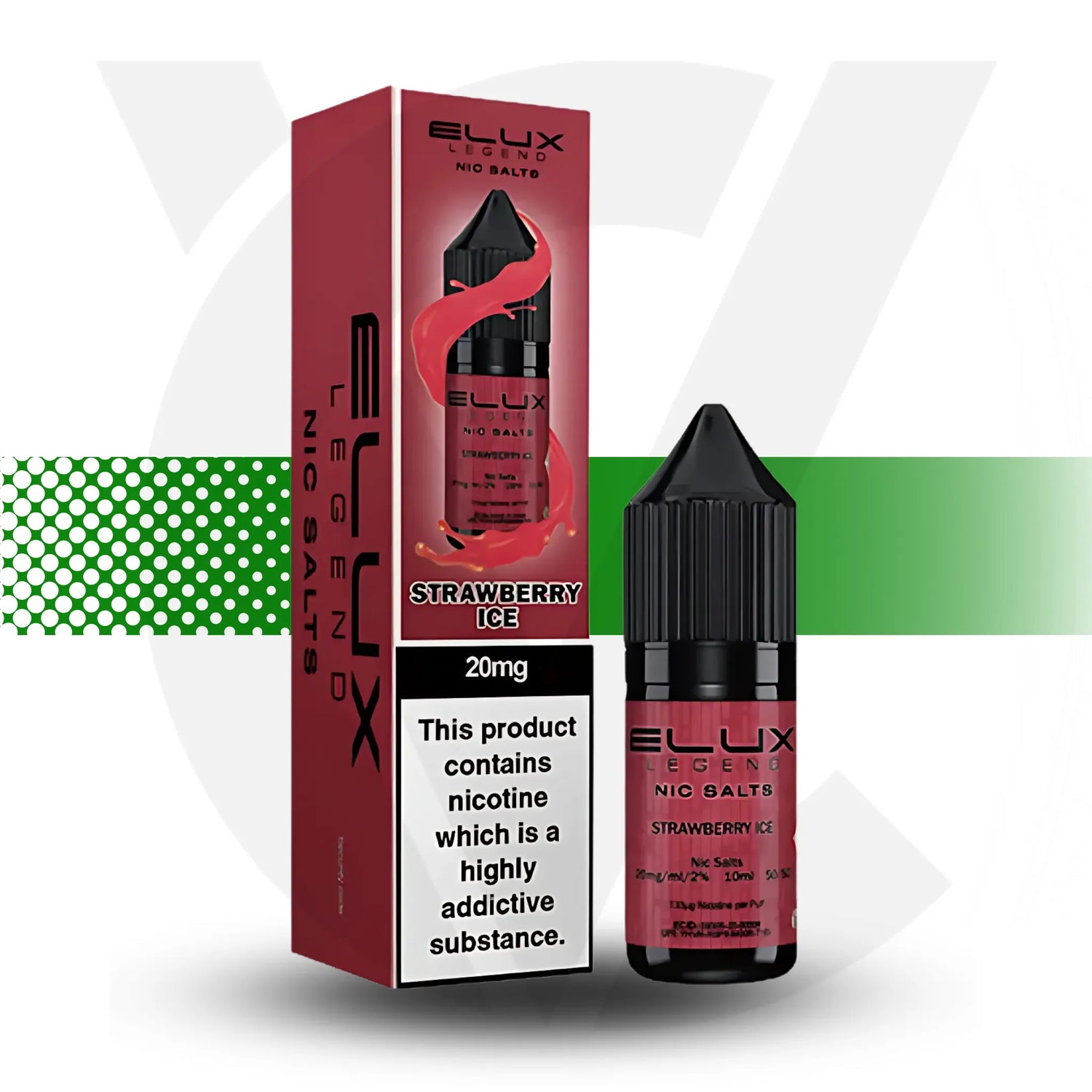 Elux Legend Nic Salt E-Liquid 10ml 10MG - Strawberry Ice - Cloud Vapez UK