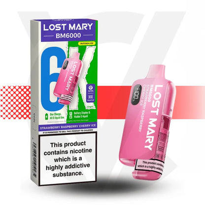 Lost Mary BM6000 Prefilled Pod Kit - Strawberry Raspberry Cherry Ice | Cloud Vapez UK