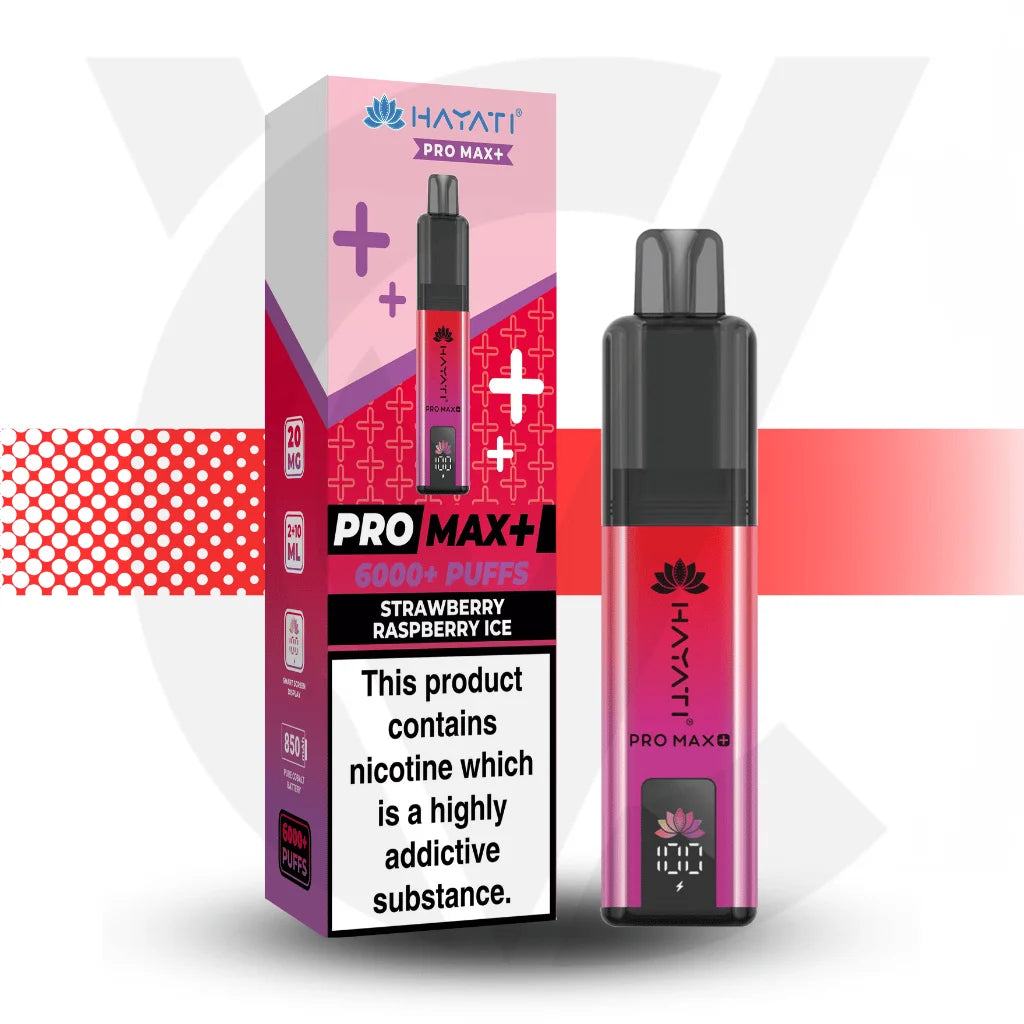 Hayati Pro Max + 6000 Disposable Vape - Strawberry Raspberry Ice | Cloud Vapez UK