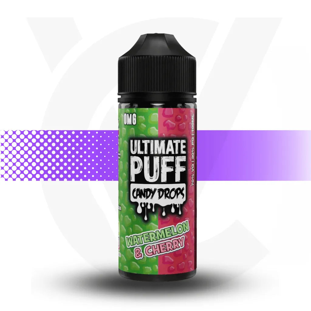 Ultimate Puff 100ml Short Fill - Watermelon Cherry Candy Drops l Cloud Vapez UK