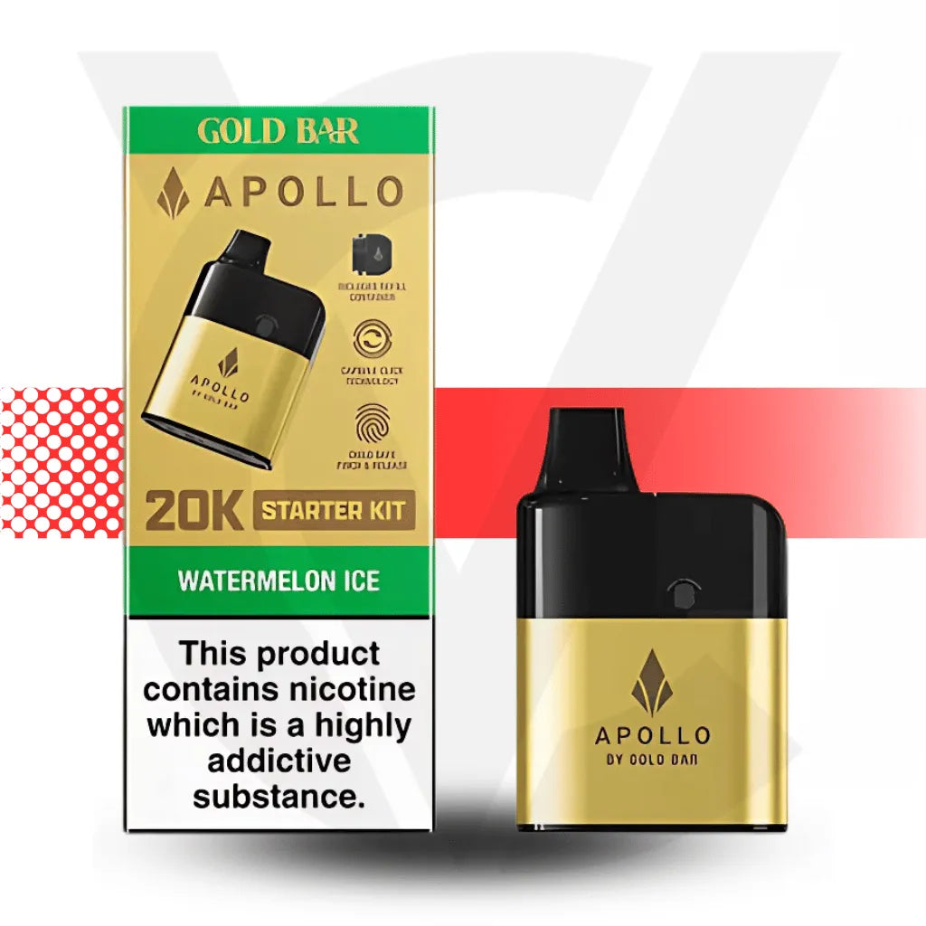 Apollo 20K Disposable Vape By Gold Bar - Watermelon Ice l Cloud Vapez UK