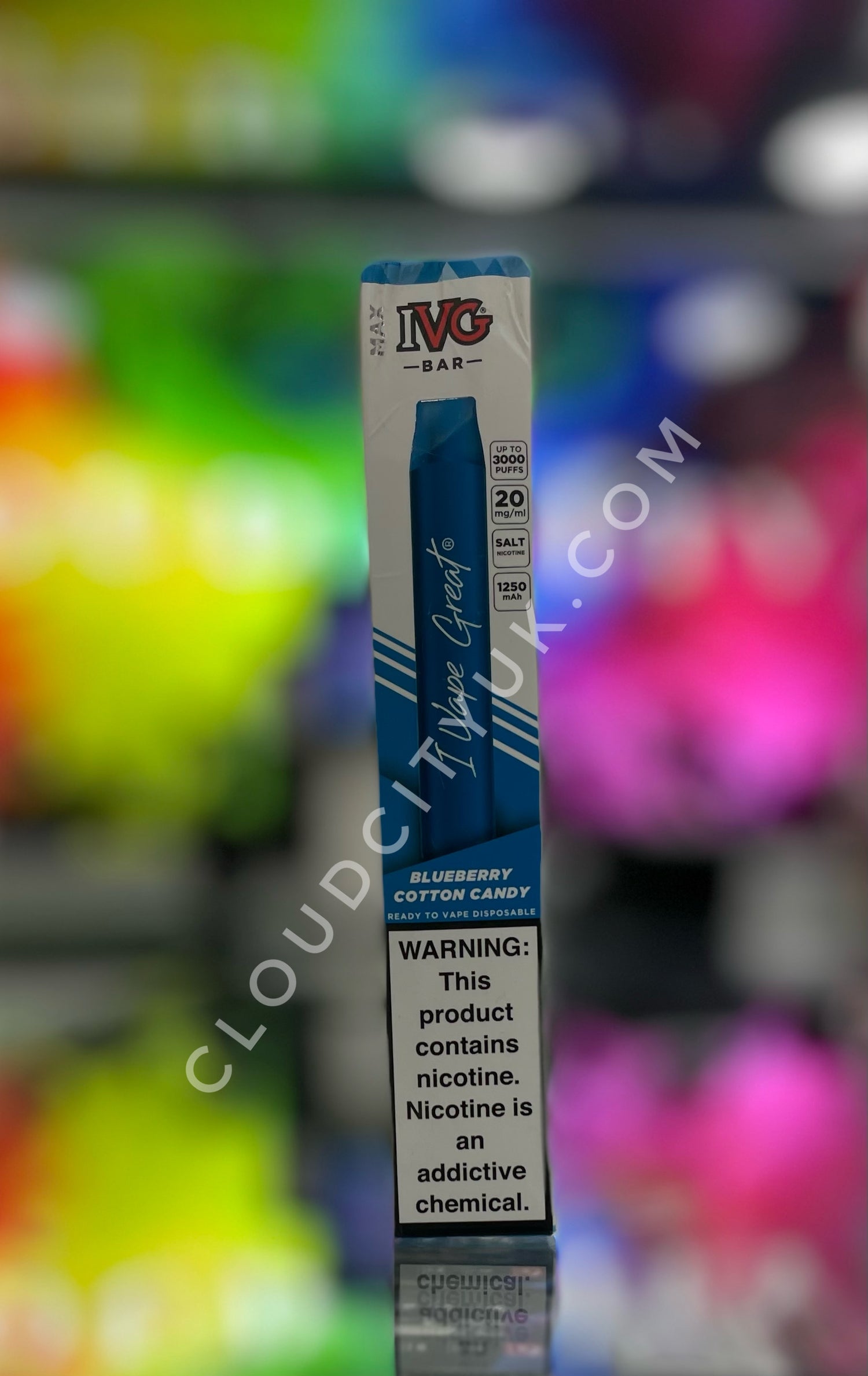 IVG Max 3000 Disposable Vape Blueberry Cotton Candy  | Cloud City UK.